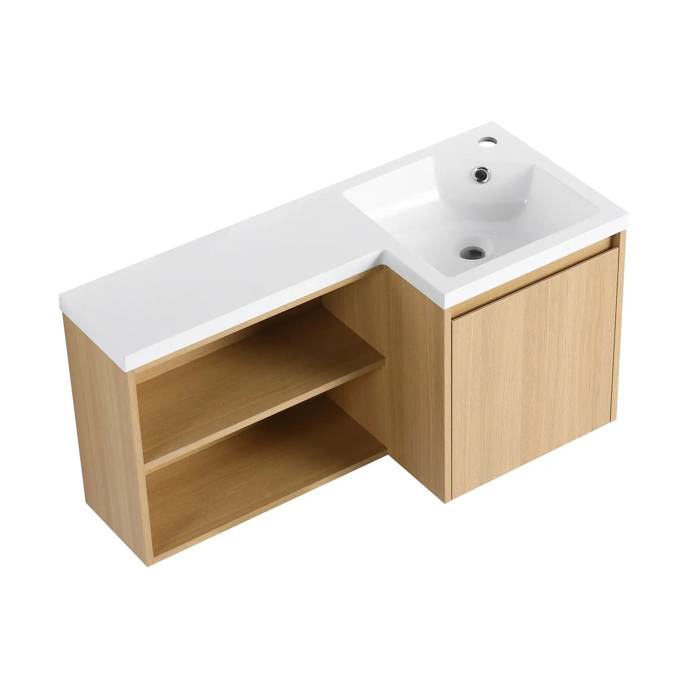 L-Shaped Wall Mounte Floating Bathroom Vanity With Integrated Sink by HouseOfZazla