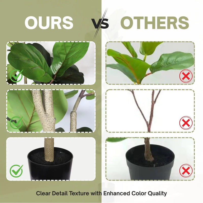 6Ft Real Touch Fake Fiddle Leaf Fig Tree In Pot, Indoor Decor For Home - Green Leaves by Unique Piece Furniture