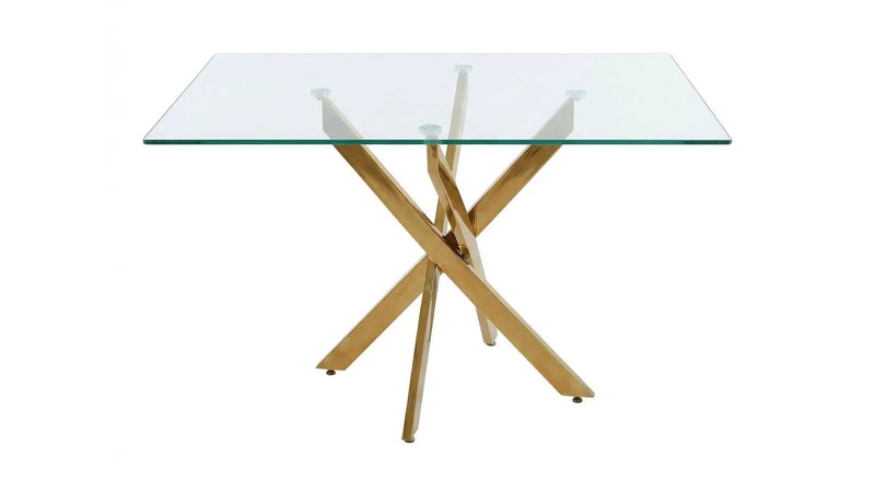 Rectangular Glass Dining Table with Gold-Plated Legs by HouseOfZazla