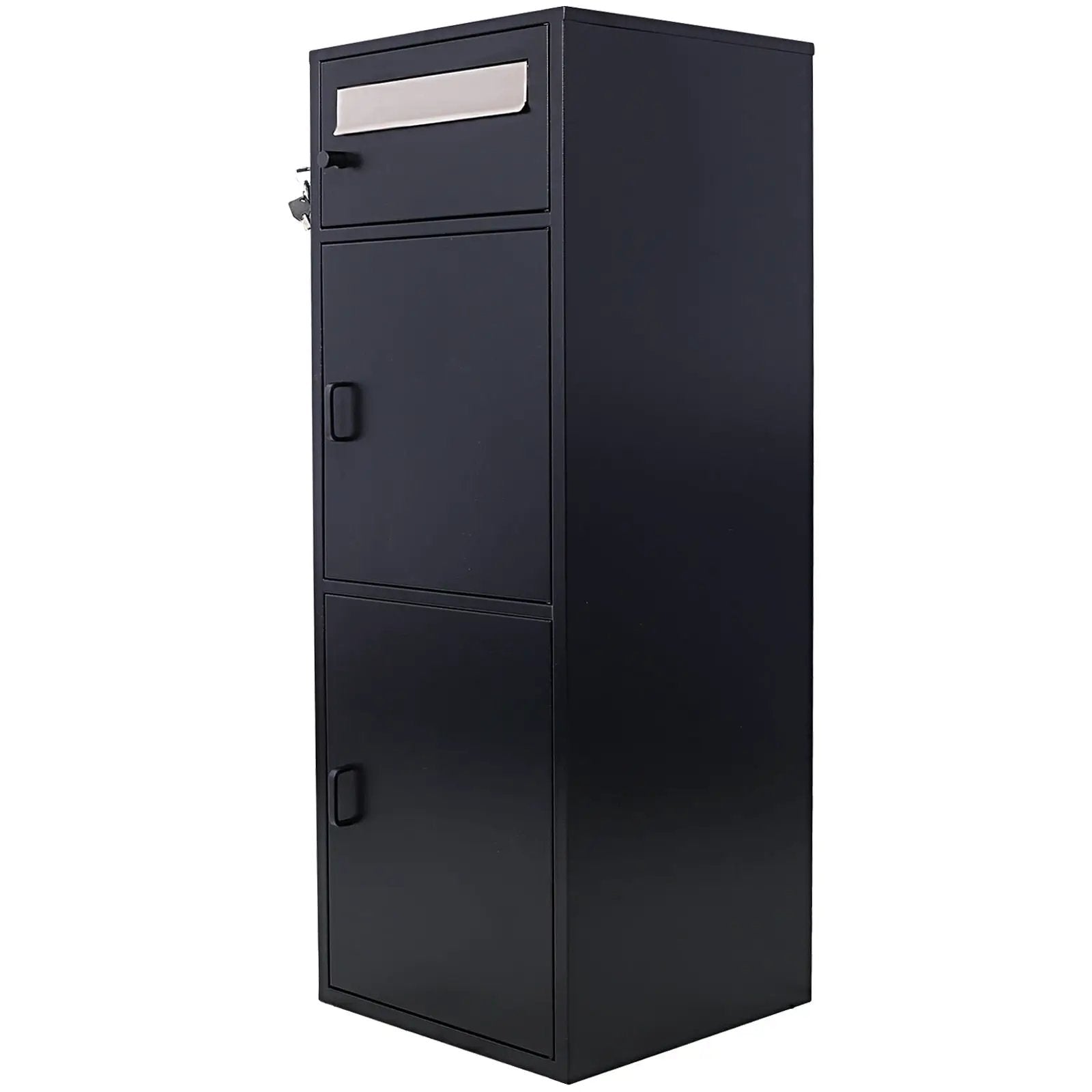 Large Steel Freestanding Floor Parcel Package Drop With Locking Letterbox Drop Mail Box With Multi Compartments - Black by HouseOfZazla