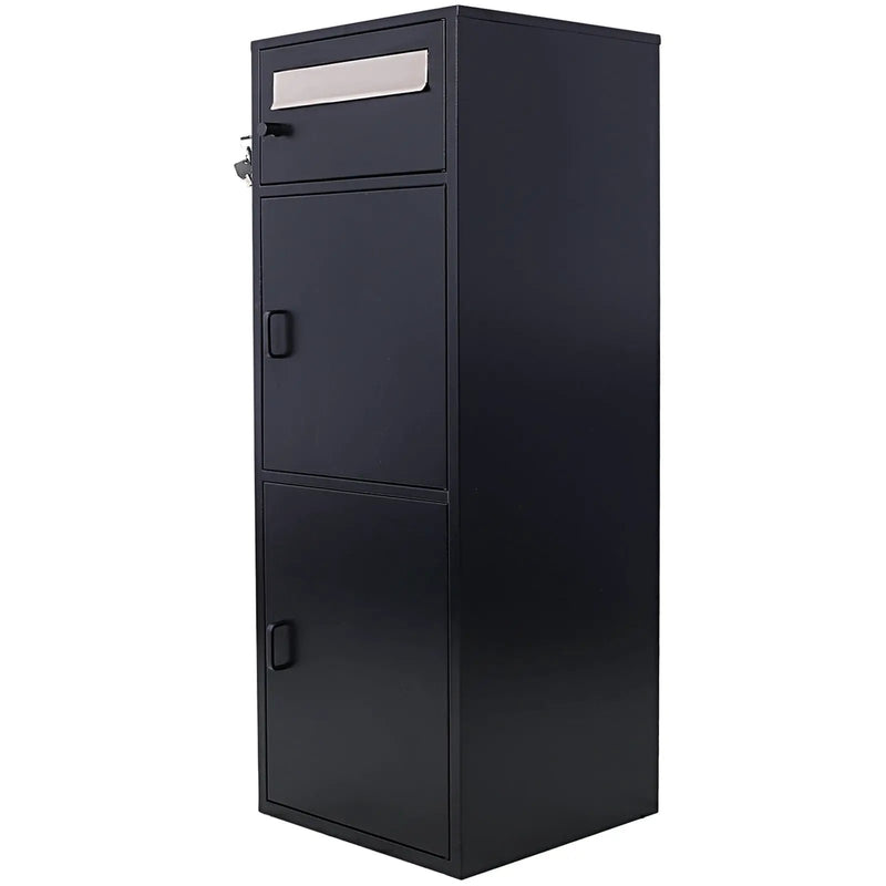 Large Steel Freestanding Floor Parcel Package Drop With Locking Letterbox Drop Mail Box With Multi Compartments - Black by HouseOfZazla