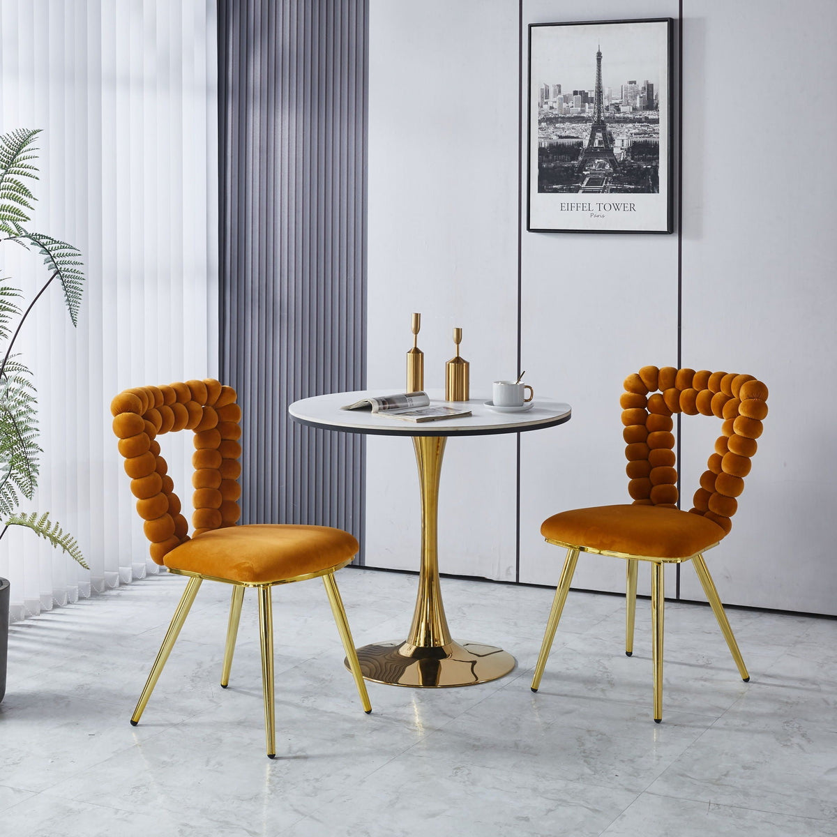 Modern Chair Set with Iron Tube Legs and Soft Cushions - Multiple Colors, photo 12 of 24
