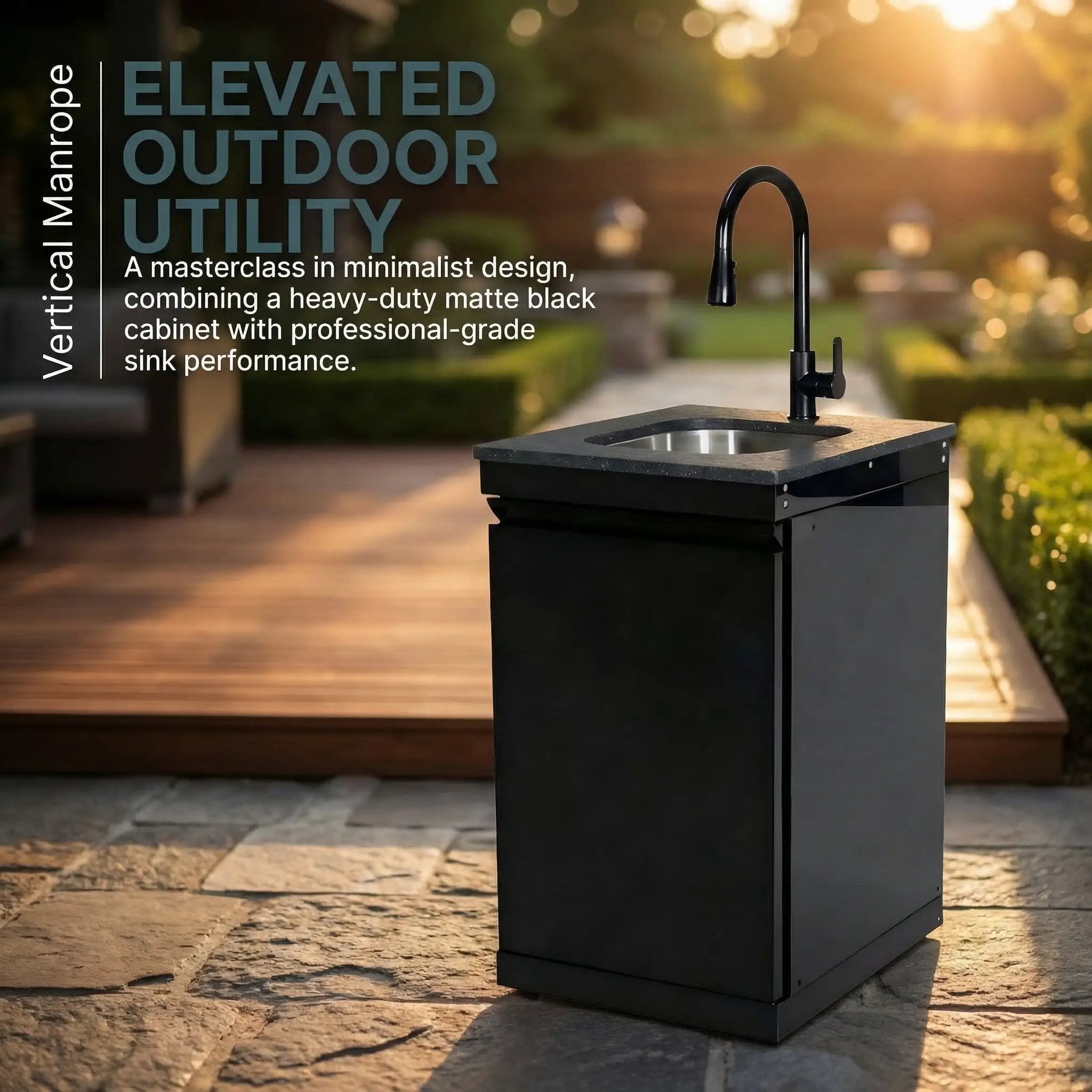 Double Door Sink Cabinet with Tap Stainless Steel Outdoor Kitchen by HouseOfZazla