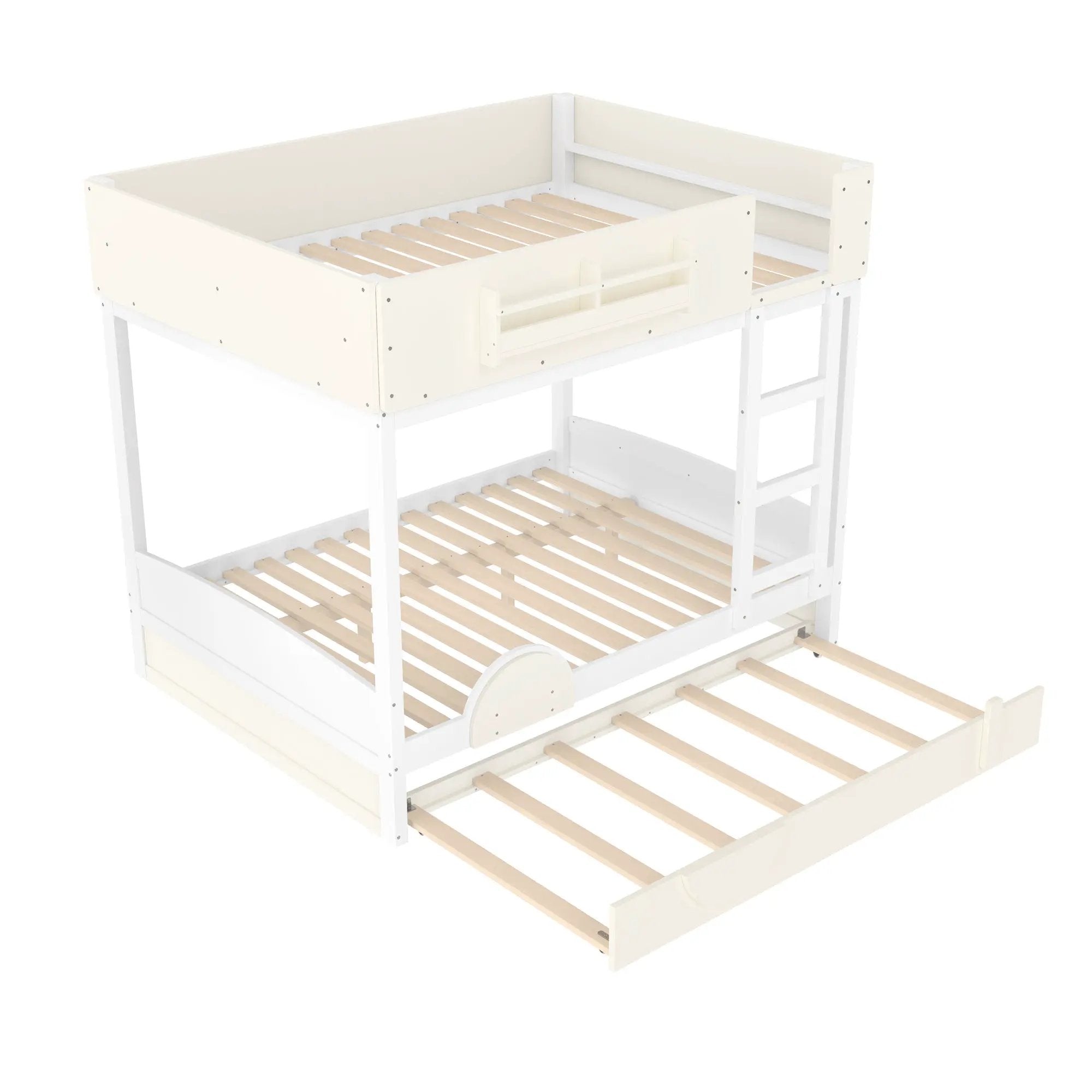 Full Bunk Bed with Trundle, Wood Bunk Bed Frame with Bookshelf by HouseOfZazla