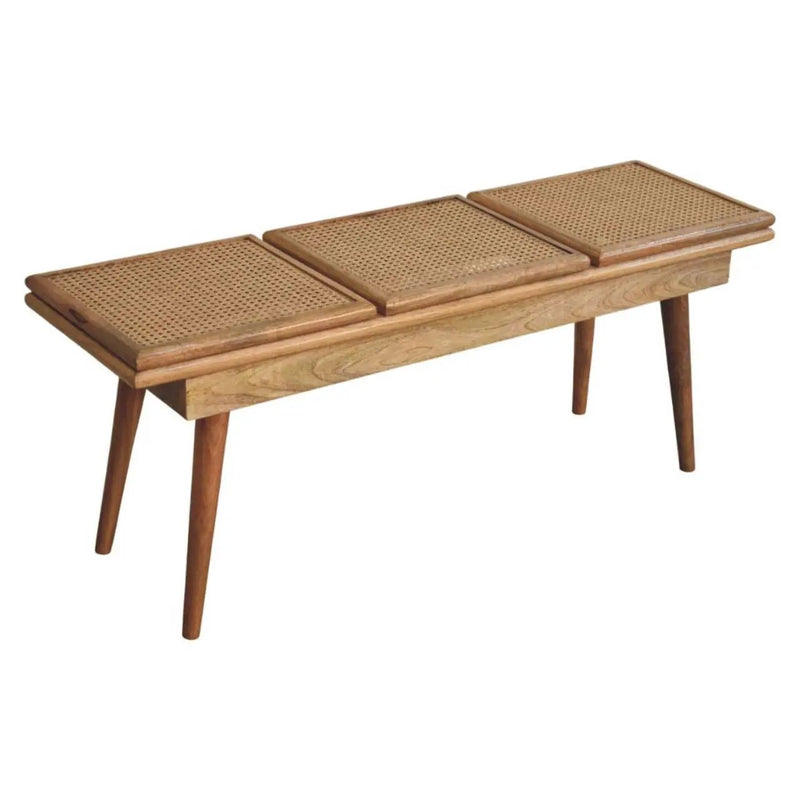 Larissa - Triple Accent Cane Bench - Beige by HouseOfZazla