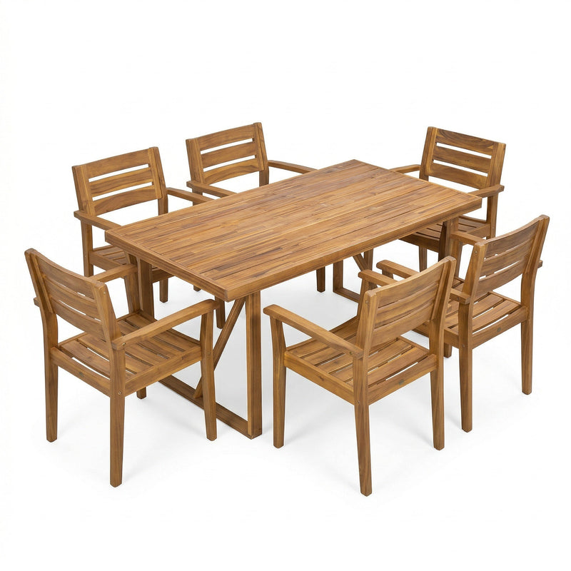 7-Piece Acacia Wood Outdoor Dining Set by HouseOfZazla