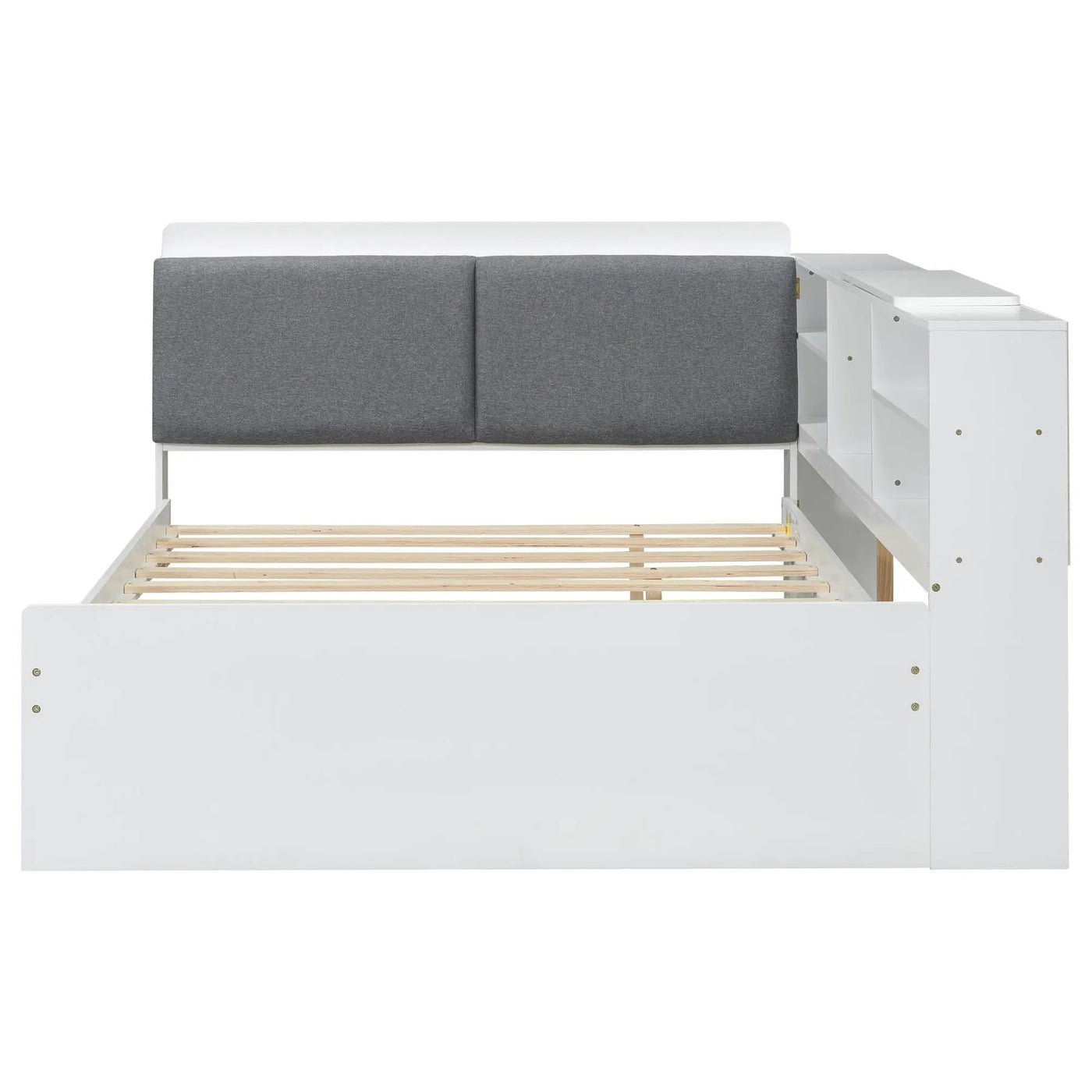 Platform Bed With Trundle, Shelves, And Storage Headboard by HouseOfZazla