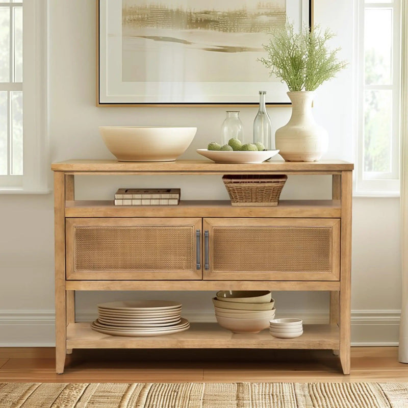 Naomi - 2 Door Storage Console Table With Ample Shelving - Natural by HouseOfZazla