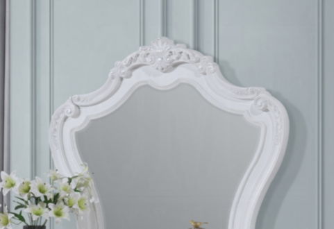Latisha Mirror in White with Wood Frame - White, photo 2 of 4