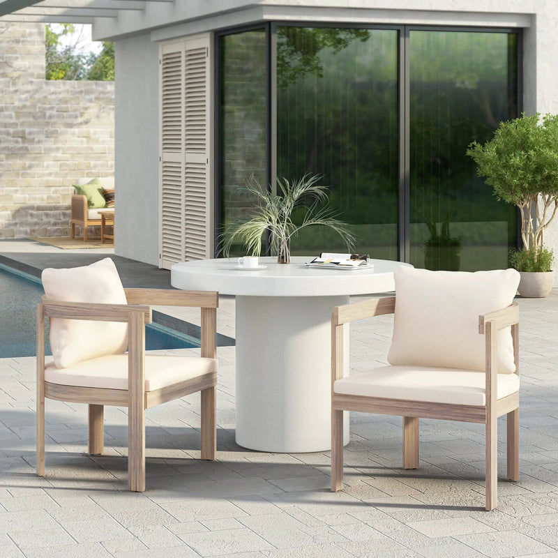 Acacia Wood Dining Chairs Set of 2, Armchairs with Cushions by HouseOfZazla