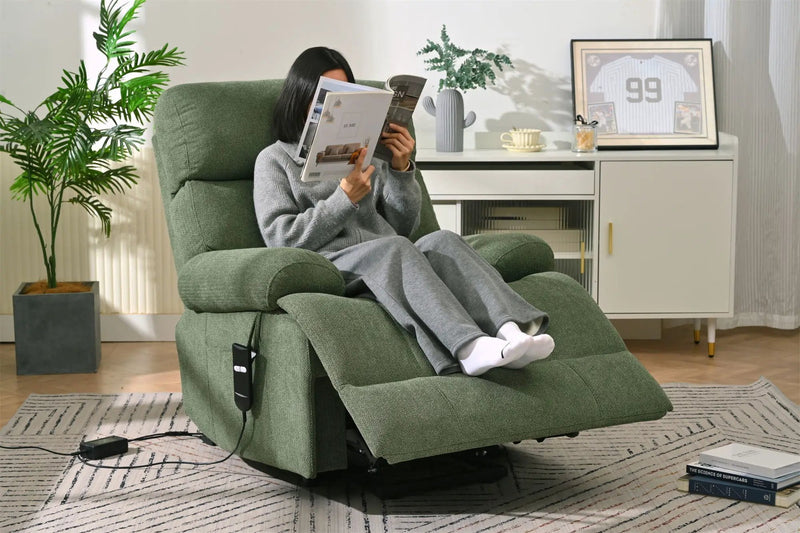 Oversized Power Lift Recliner Chai With Remote Control, Side Pocket, Spacious Seat by HouseOfZazla