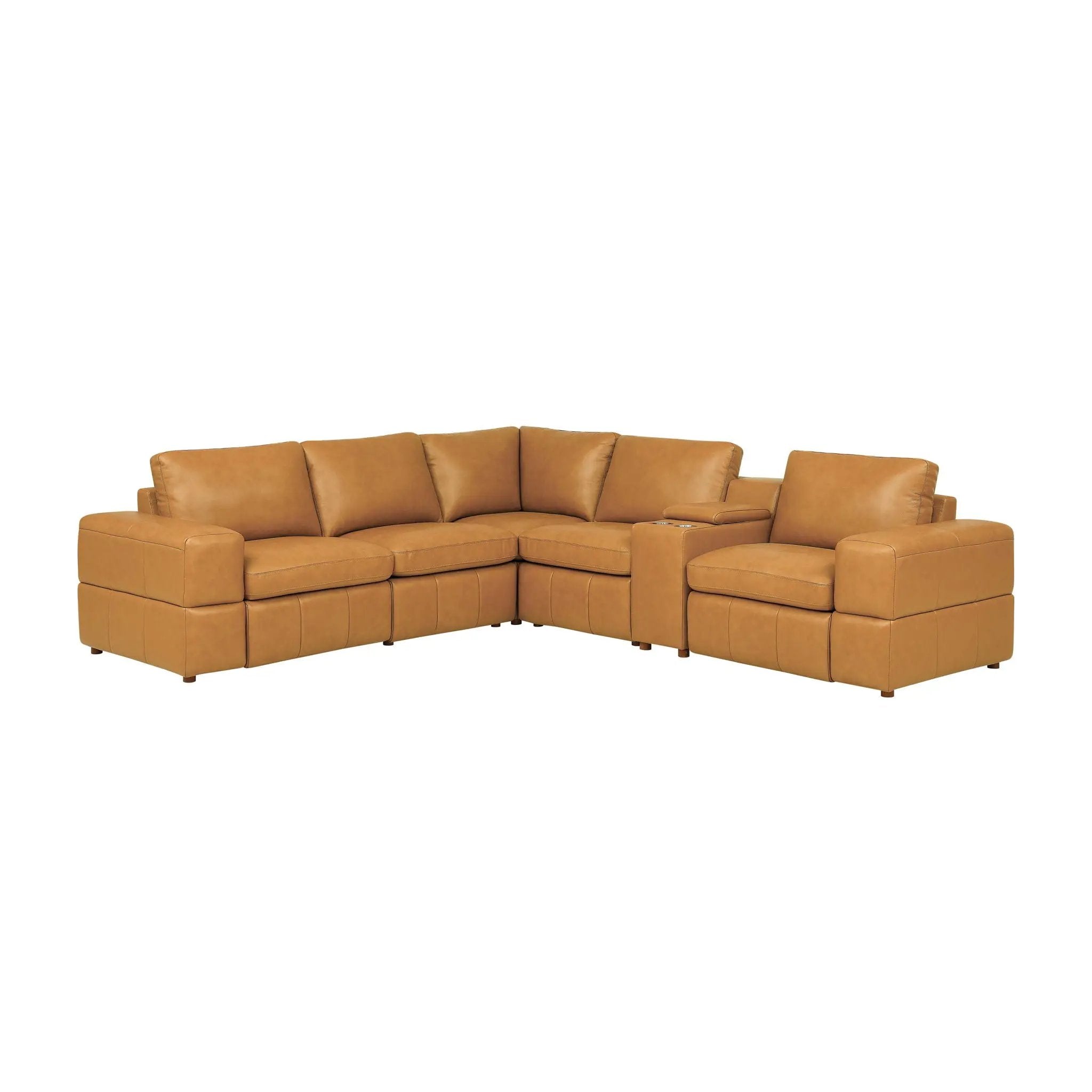 Upholstered Large Arms Sectional With Recliner Seats by Unique Piece Furniture