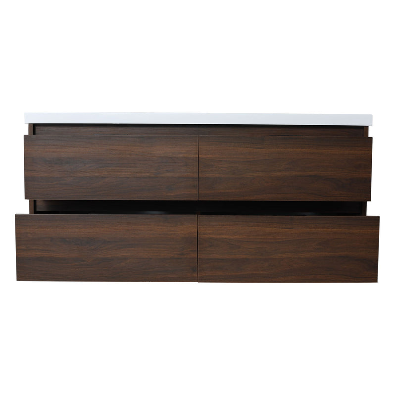 Modern Floating Bathroom Vanity With Dual Resin Sink, Soft Close Drawers