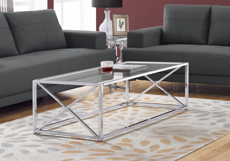 Rectangular Contemporary Coffee Table with Chrome Base - Chrome