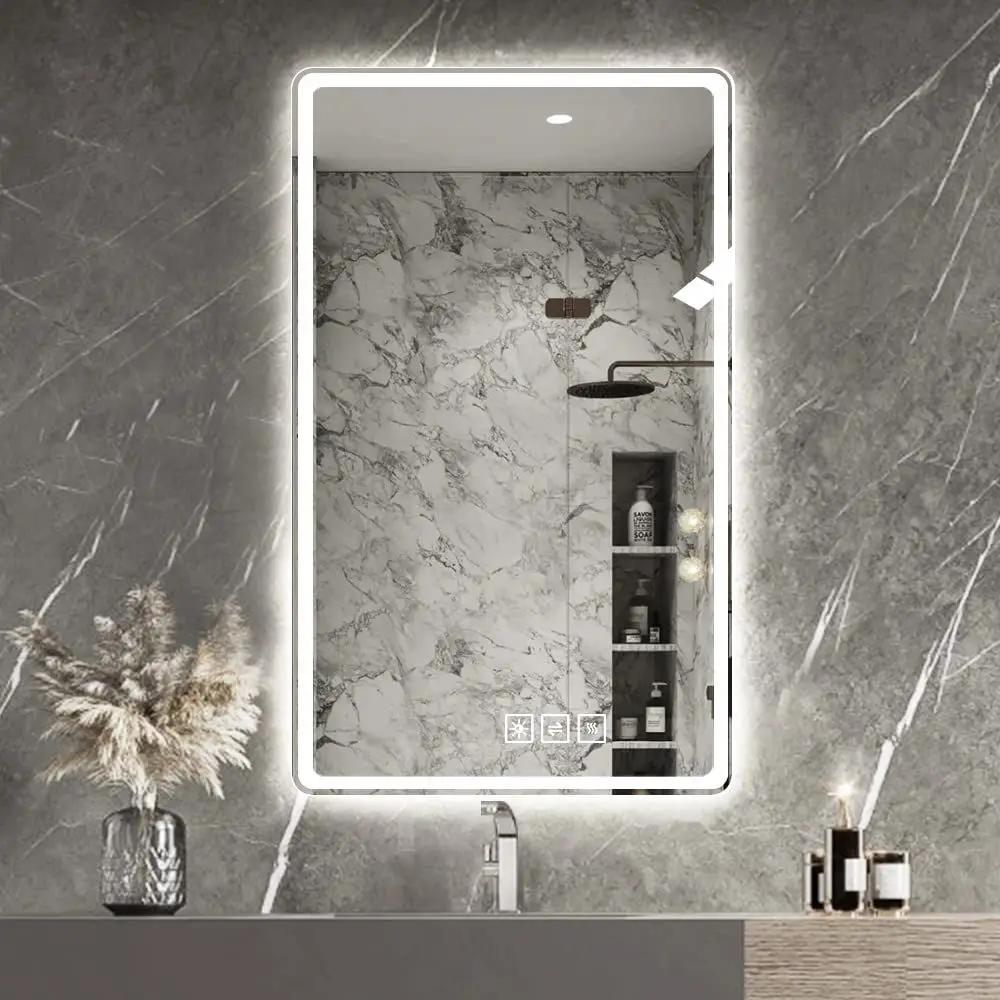 Bathroom Mirror Vanity Mirrors With Front Lights, Wall Mounted, Anti-Fog, Frameless, Horizontal Or Vertical by Unique Piece Furniture