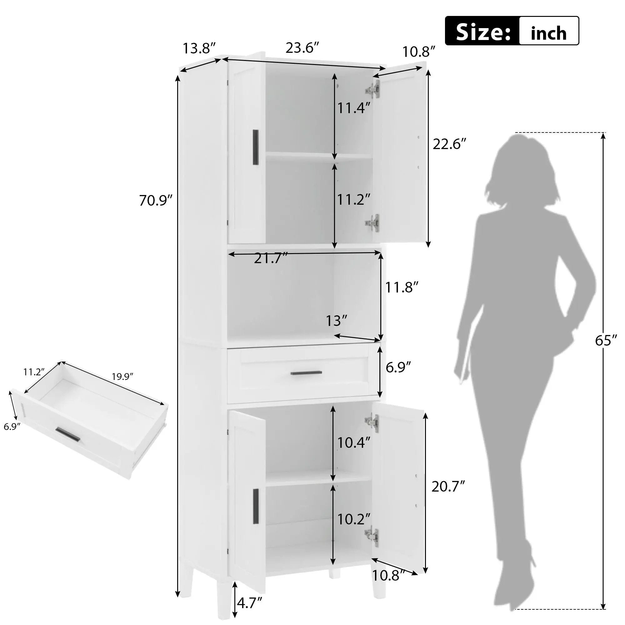 Freestanding Tall Bathroom Cabinet With Soft Close Doors And Adjustable Shelves by Unique Piece Furniture
