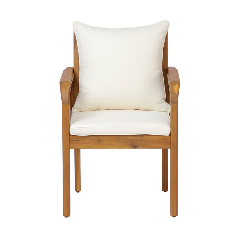 Outdoor Acacia Wood Chairs with Woven Rope Arms - Natural Finish, photo 7 of 10