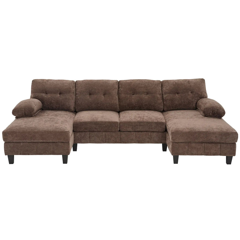 U-Shaped Sectional Sofa 103.5" Fabric Couch With Dual Chaise Lounges, Storage Pockets, Armrest Pillows by HouseOfZazla