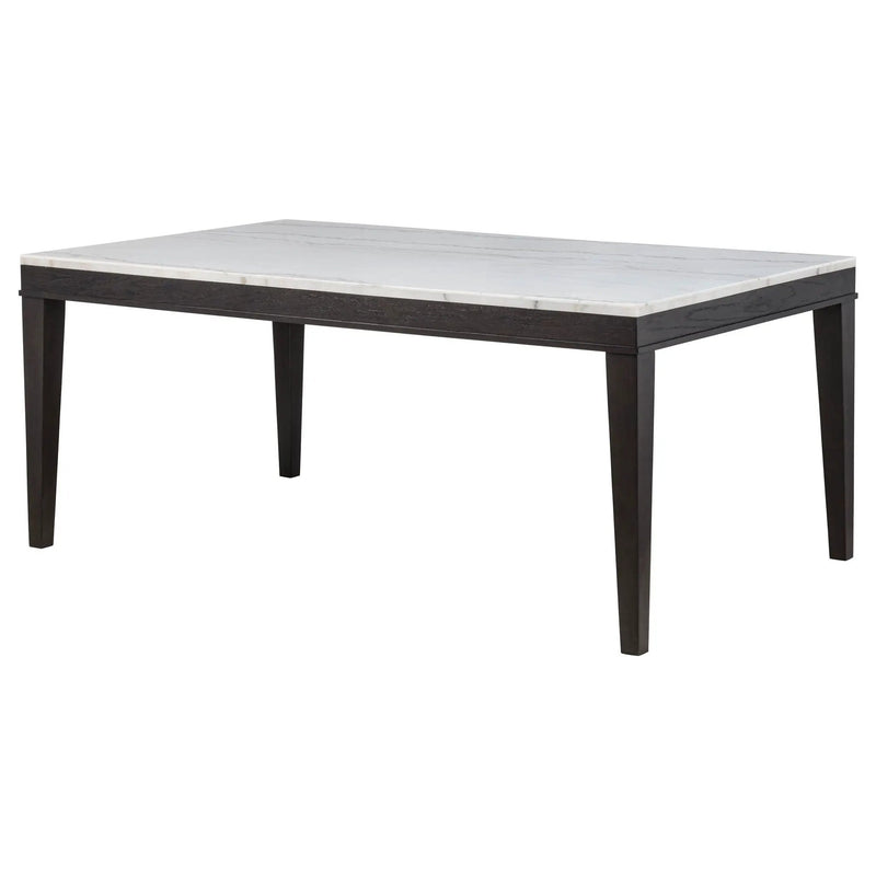 Averill 72-inch Rectangular White Marble Top Dining Table Coffee Bean by Unique Piece Furniture
