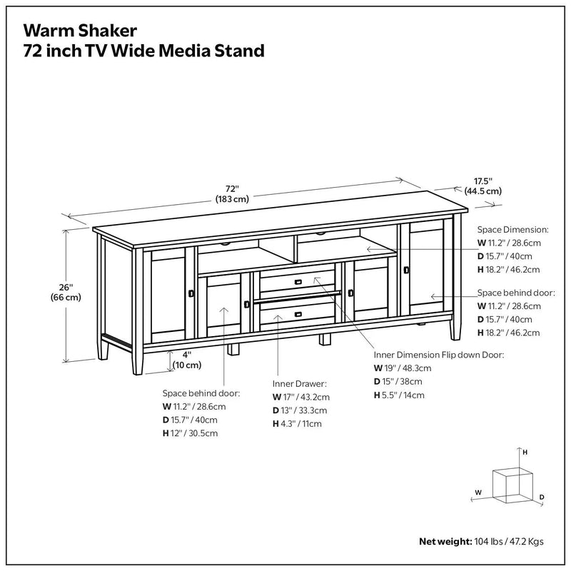 Warm Shaker - TV Media Stand, Handcrafted by Unique Piece Furniture