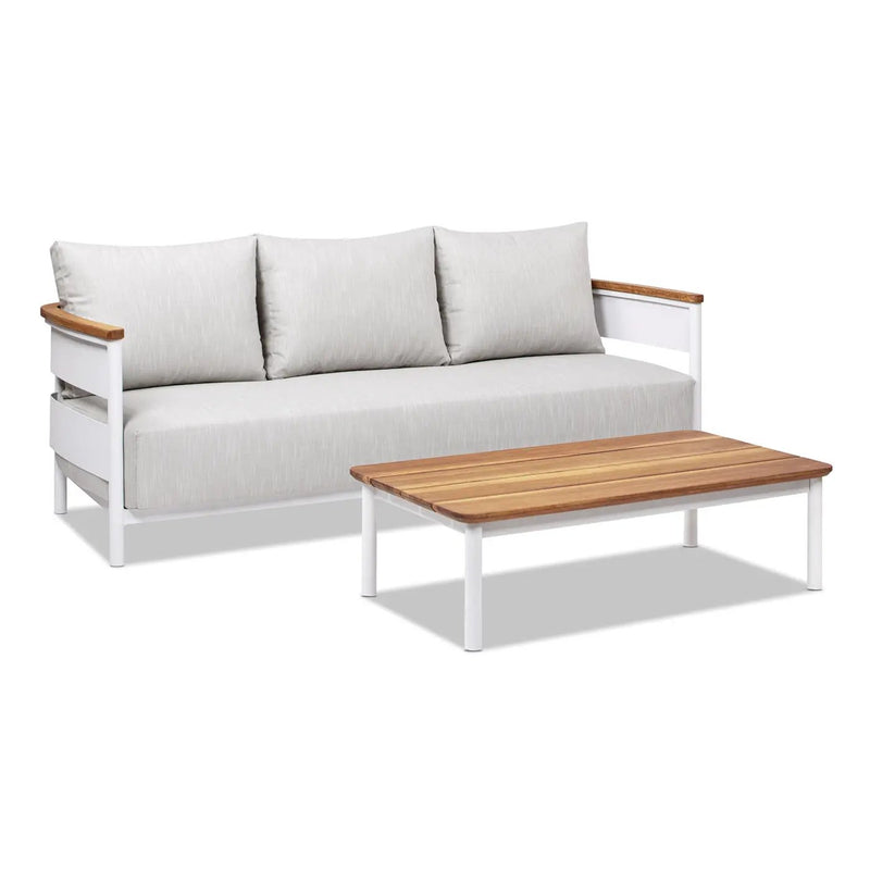Rhodes 2pc Teak & Aluminum Outdoor Sofa and Coffee Table Set by HouseOfZazla