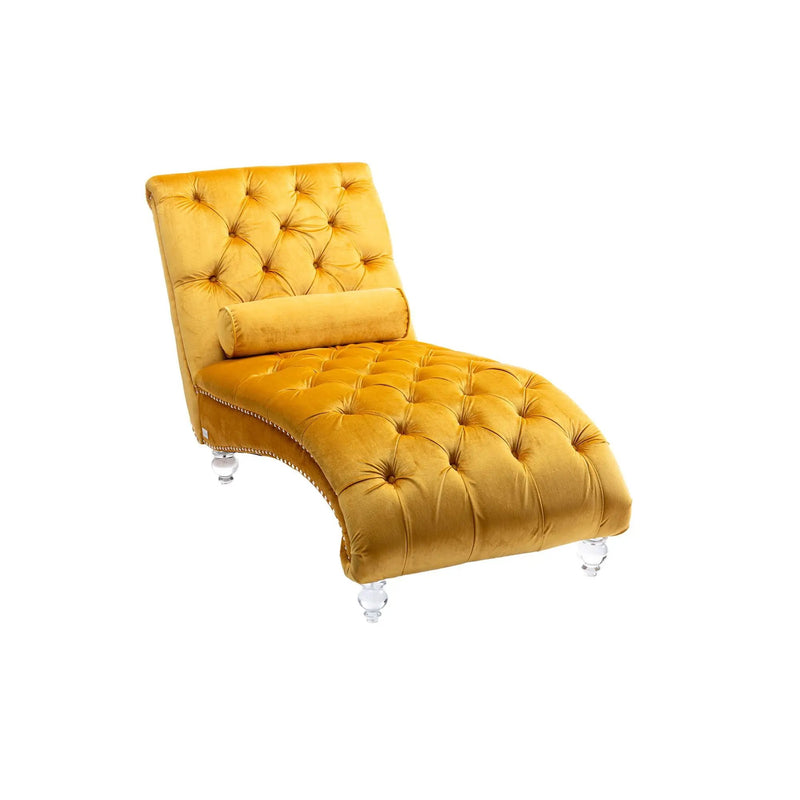Chaise Lounge Indoor, Button Tufted Upholstered Chaise Lounge Chair With Pillow by Unique Piece Furniture
