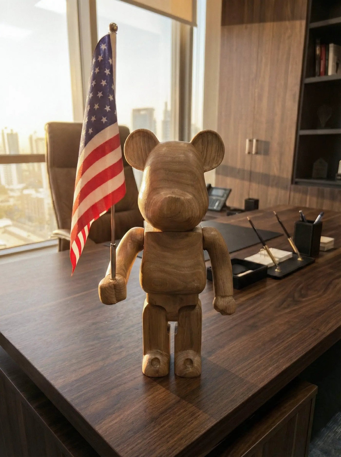 Handcrafted Wooden Bear Sculpture by Gizz