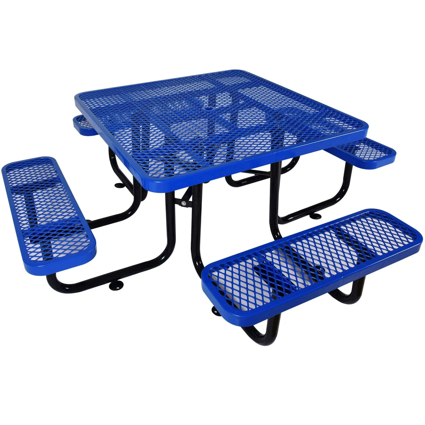 Square Outdoor Steel Picnic Table, With Umbrella Pole by HouseOfZazla