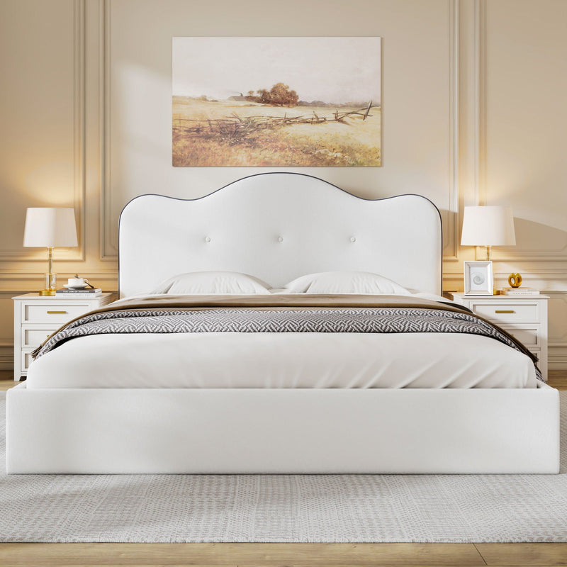 Upholstered Platform Bed With Sturdy Frame And Headboard by HouseOfZazla