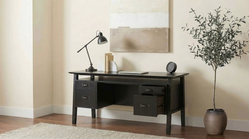 Goodson 64-inch 4-Drawer Double Pedestal Computer Desk Black by Unique Piece Furniture