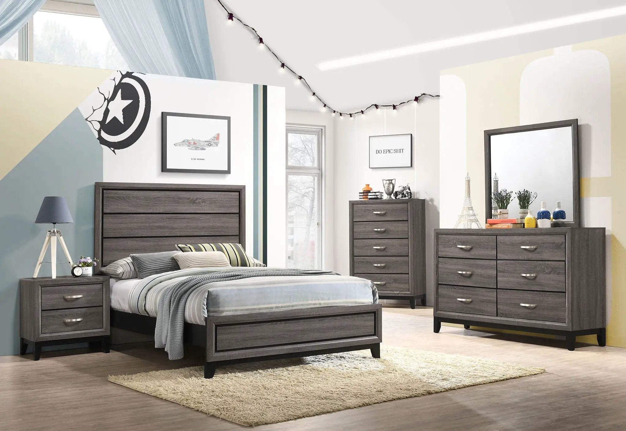 Watson Five-piece Full Bedroom Set Grey Oak by Unique Piece Furniture