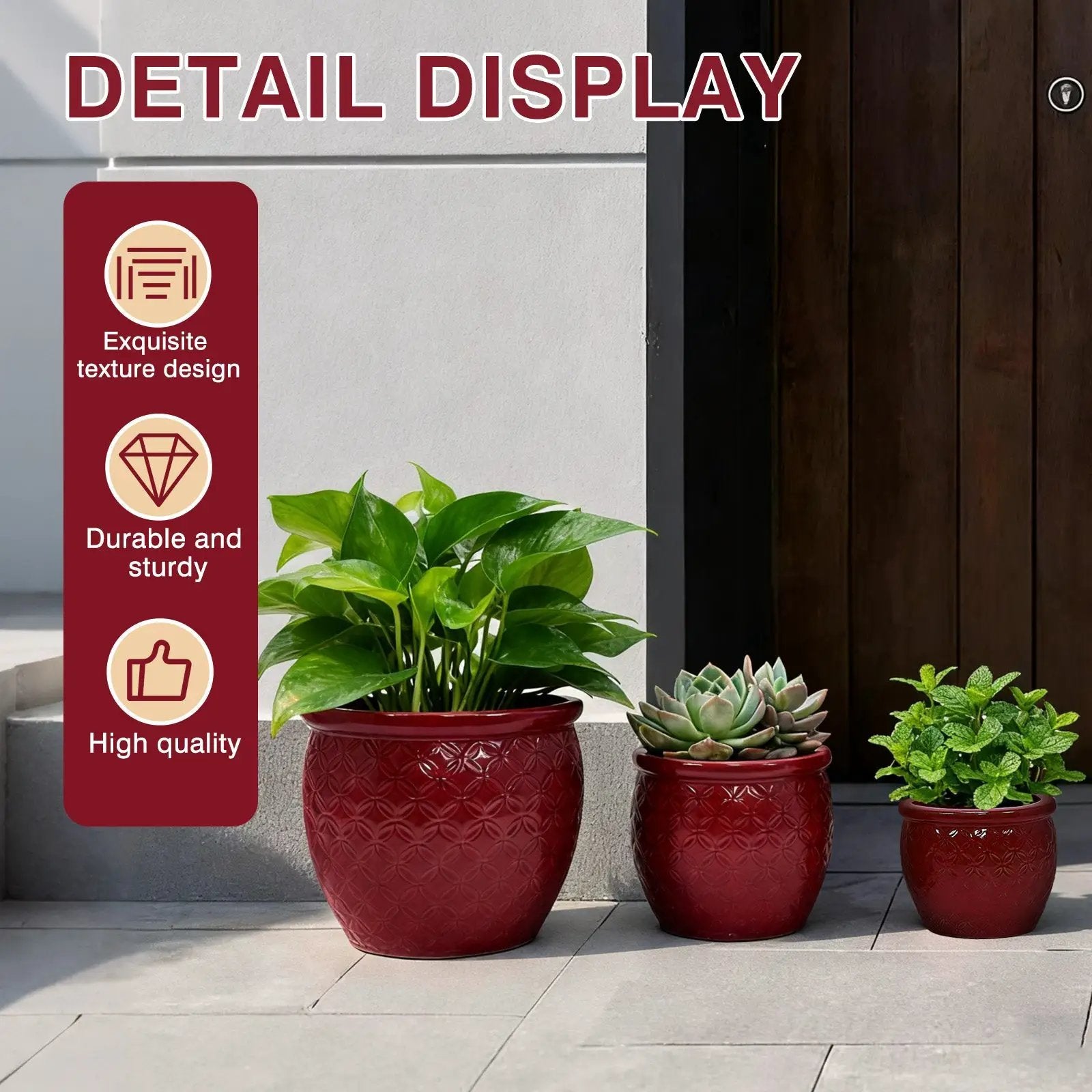 Handmade Ceramic Flower Pot Set of 3 by HouseOfZazla