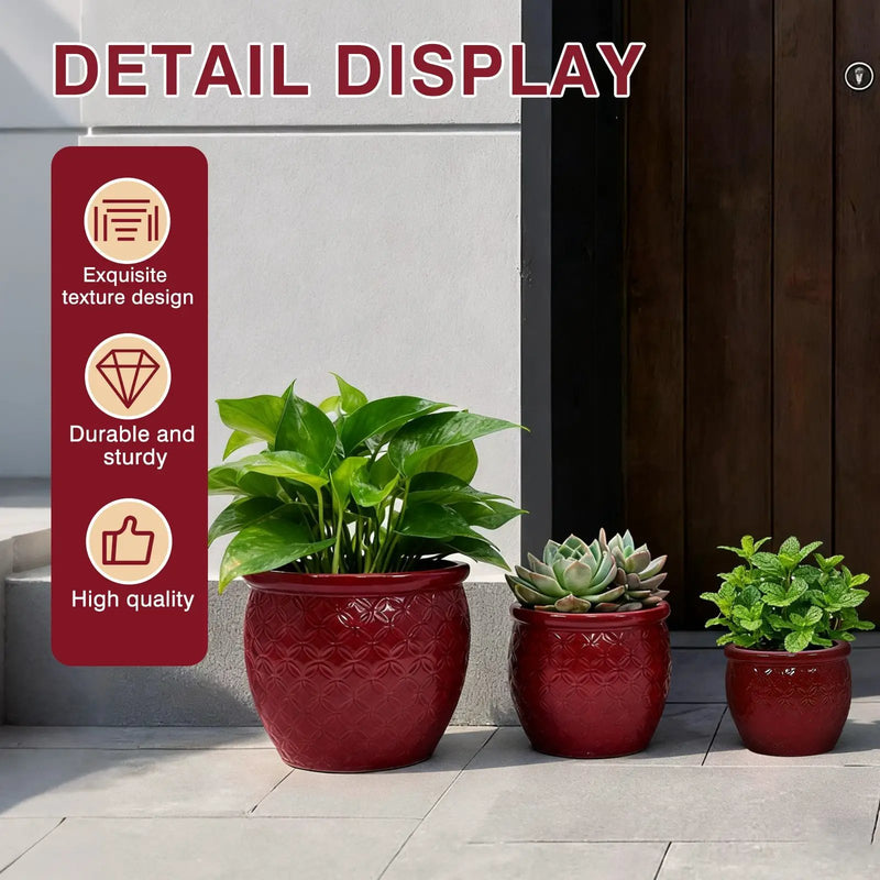 Handmade Ceramic Flower Pot Set of 3 by HouseOfZazla