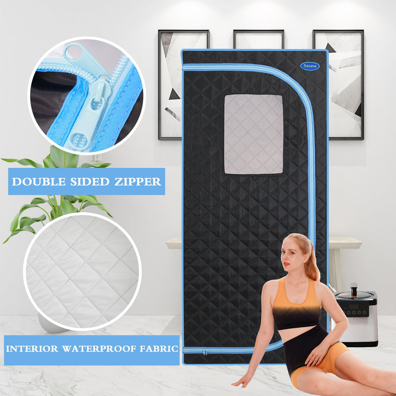Full Size Portable Steam Sauna Tent with Stainless Steel Frame - Black, photo 17 of 17