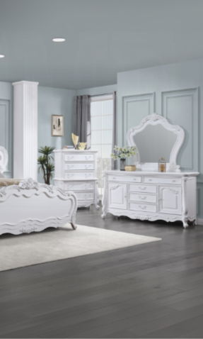 Latisha Mirror in White with Wood Frame - White, photo 3 of 4