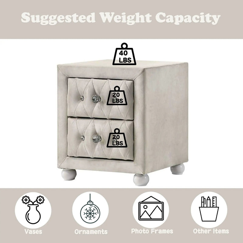 Reggie - Nightstand - Beige by HouseOfZazla
