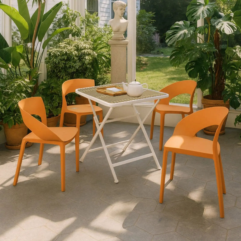 4 Piece Set Of Modern Designed Single Chairs With Folding Square Table by Unique Piece Furniture