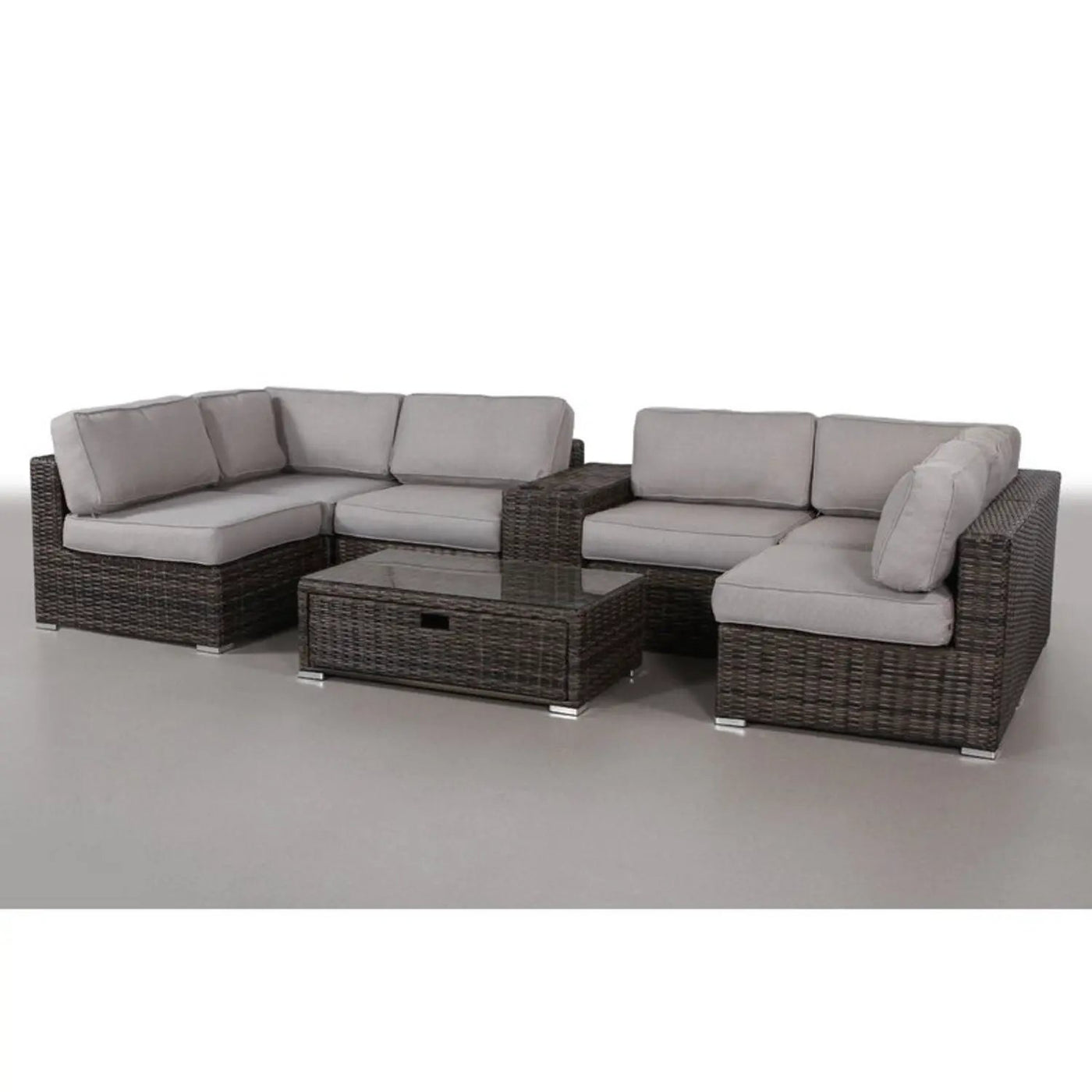 Elegant 4 Person Wicker Patio Seating Set With Cushions And Glass Top Table by HouseOfZazla