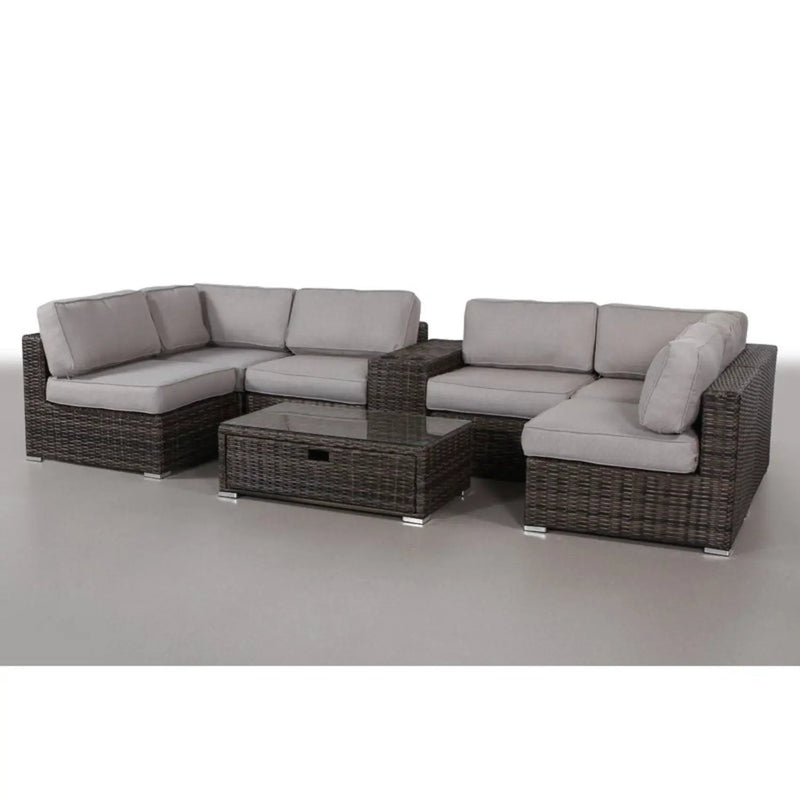 Elegant 4 Person Wicker Patio Seating Set With Cushions And Glass Top Table by HouseOfZazla
