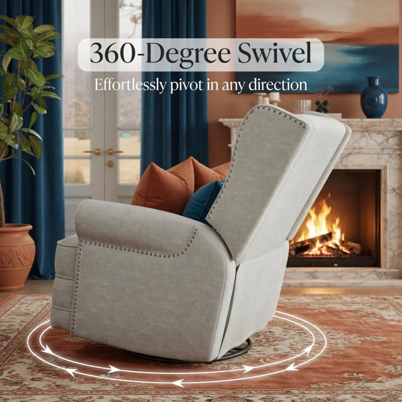 Extra Wide Swivel Recliner Glider Chair With Footrest by HouseOfZazla