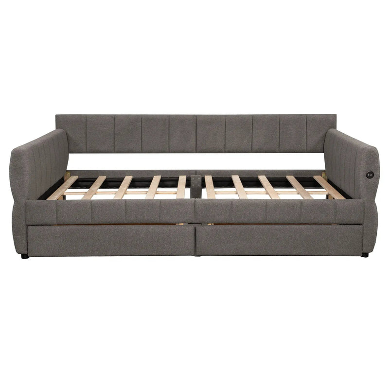 Upholstered Platform Bed With USB Charging by HouseOfZazla