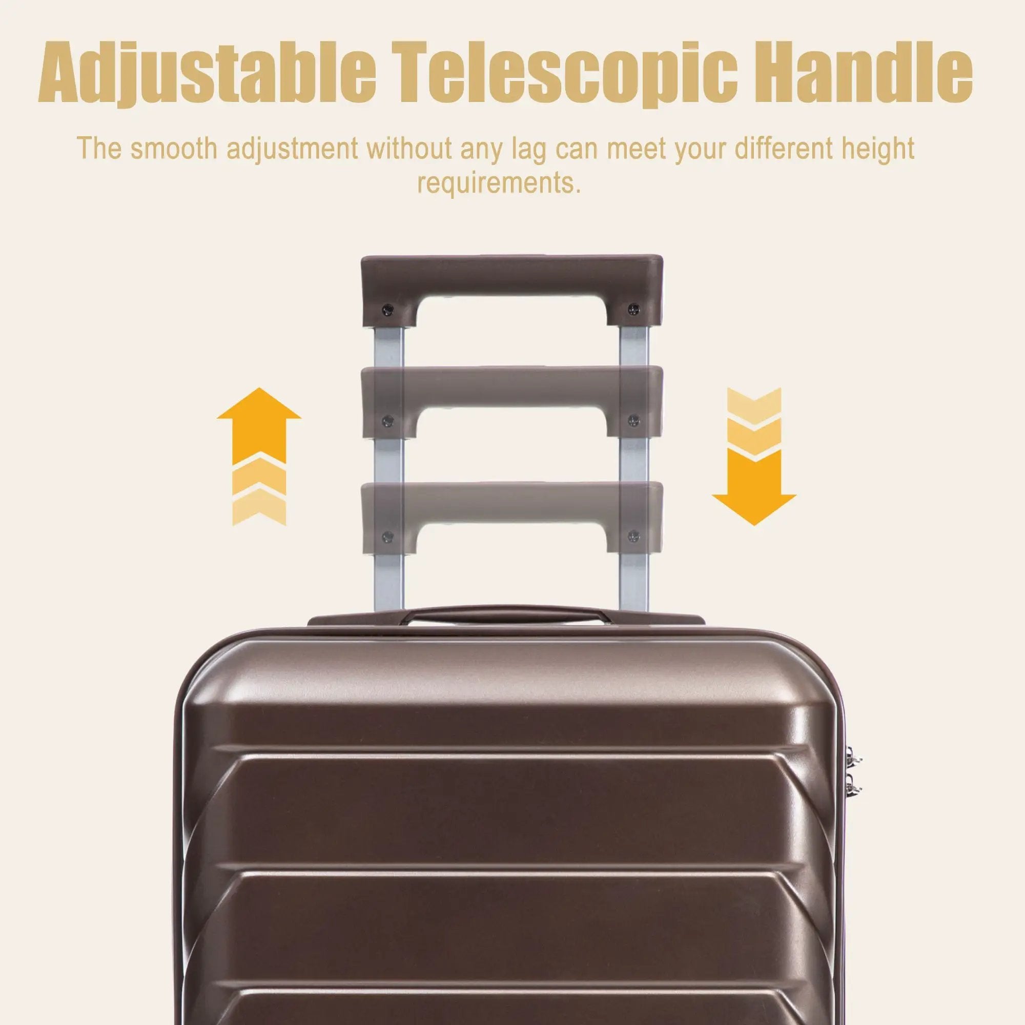 20 Inch ABS Hard Shell Travel Checked Luggage - Brown by HouseOfZazla