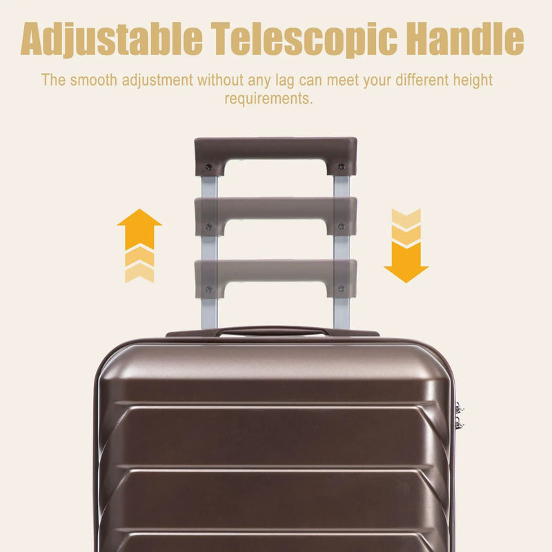 20 Inch ABS Hard Shell Travel Checked Luggage - Brown by HouseOfZazla