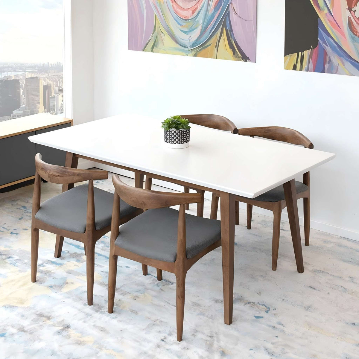 Modern Rectangular Dining Table with Solid Wood Construction - Dark Brown or White, photo 14 of 32