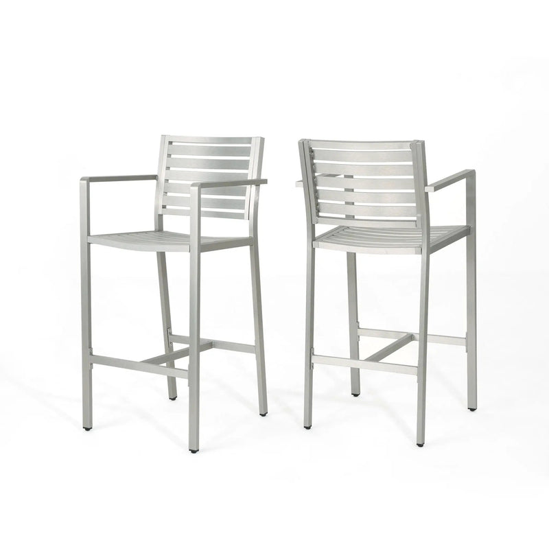 Outdoor Aluminum Rust Proof Barstools (Set of 2) - Silver by HouseOfZazla