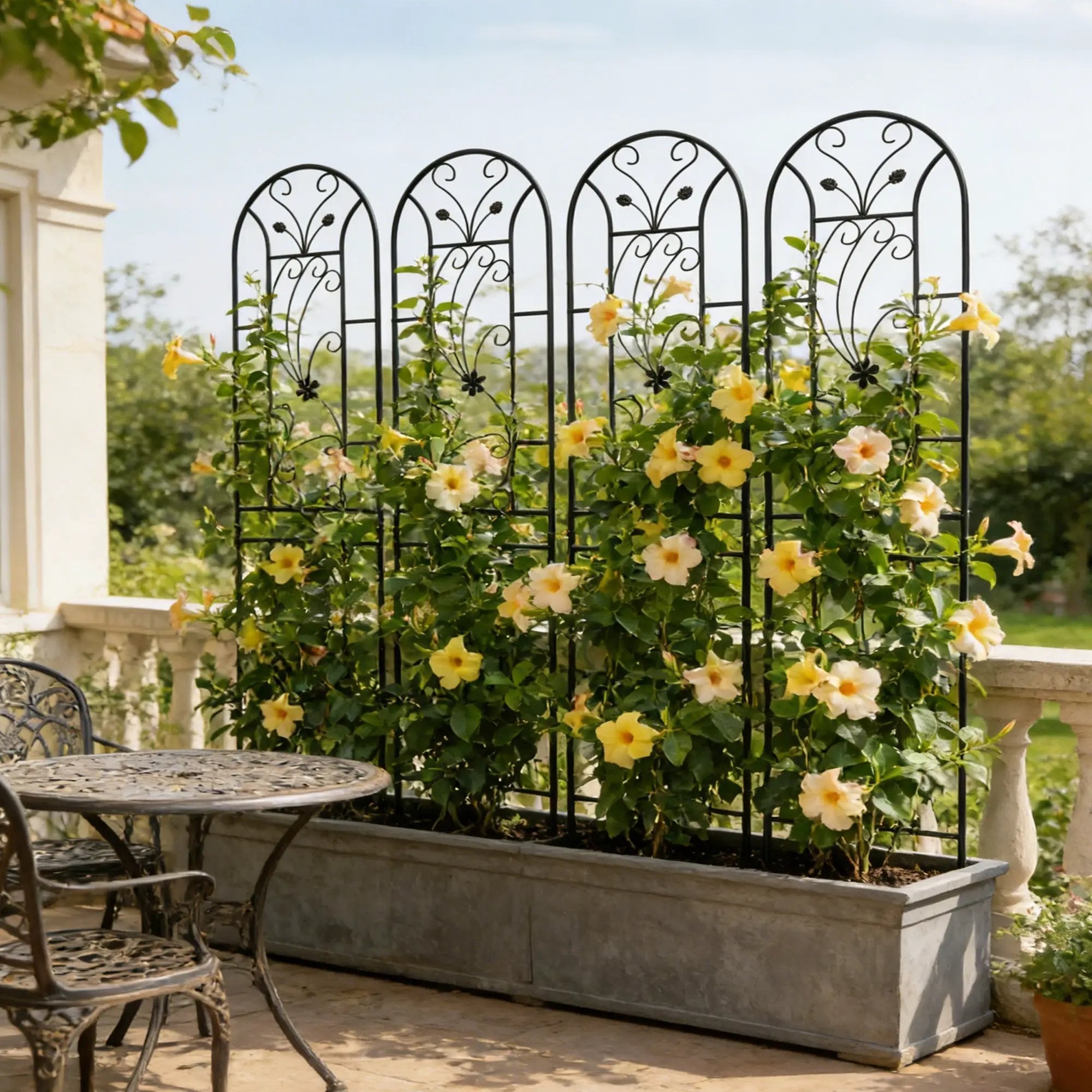 4 Pack Metal Garden Trellis 86.7'' x 19.7'' Rustproof Black by HouseOfZazla