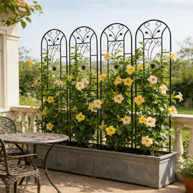 4 Pack Metal Garden Trellis 86.7'' x 19.7'' Rustproof Black by HouseOfZazla