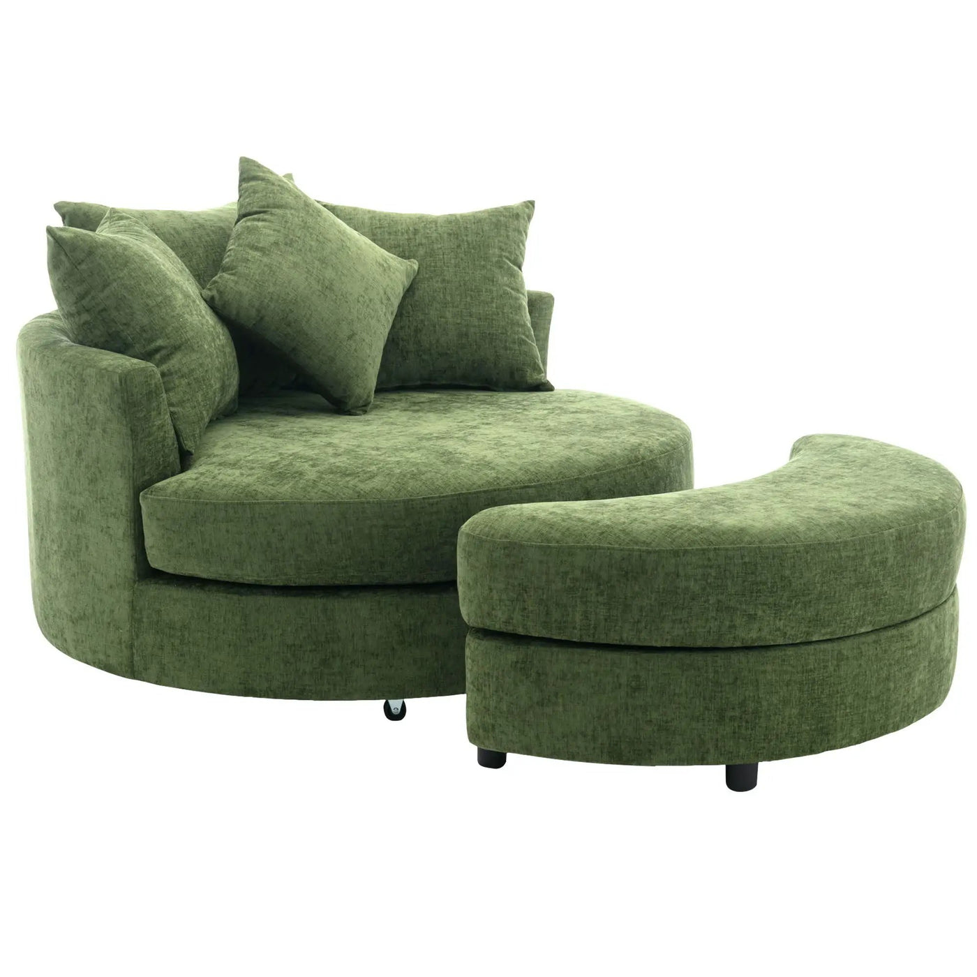 360° Swivel Accent Barrel Chair With Storage Ottoman & 4 Pillows, Modern Leisure Chair Round Accent For Living Room by HouseOfZazla