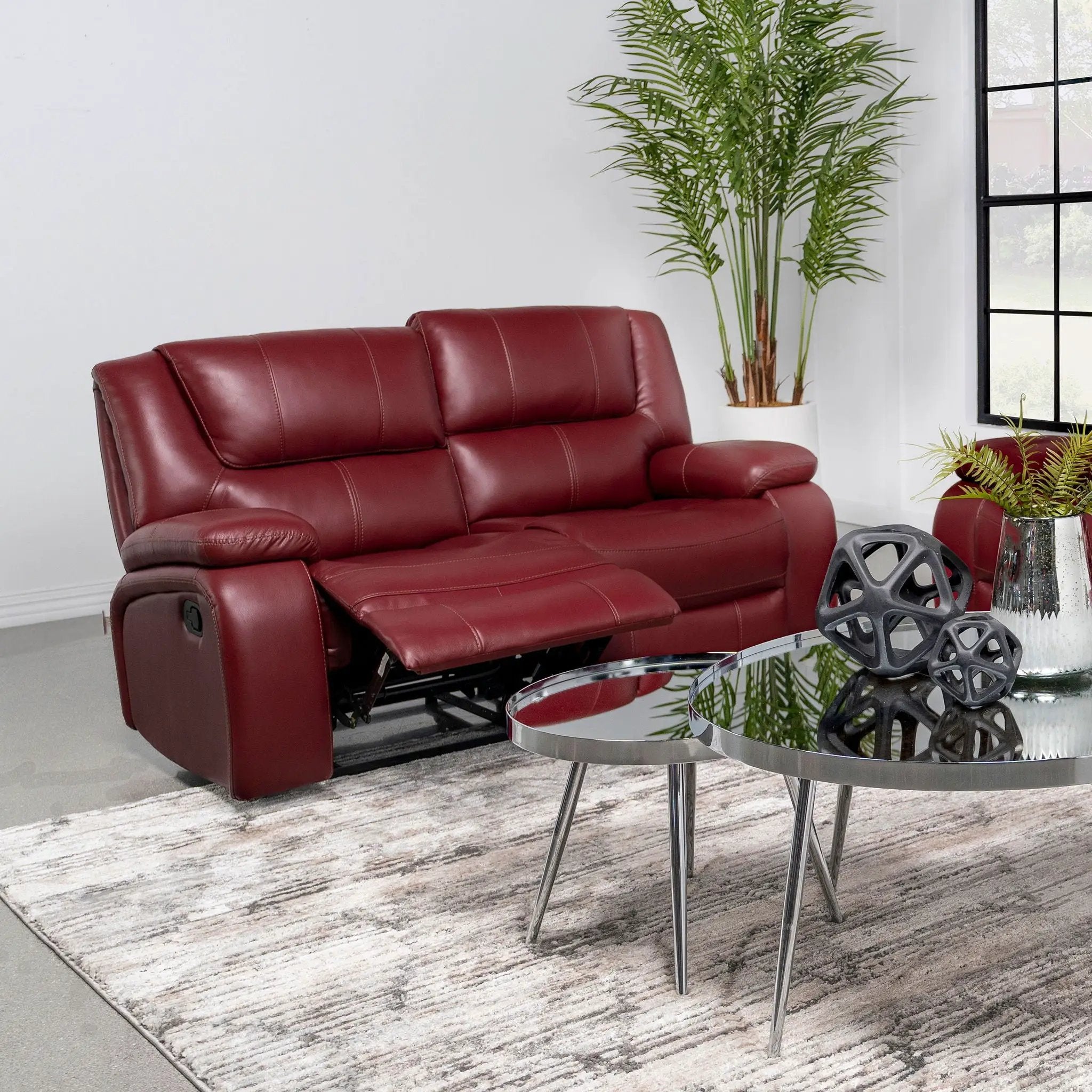 Camila Upholstered Motion Reclining Loveseat Red by Unique Piece Furniture