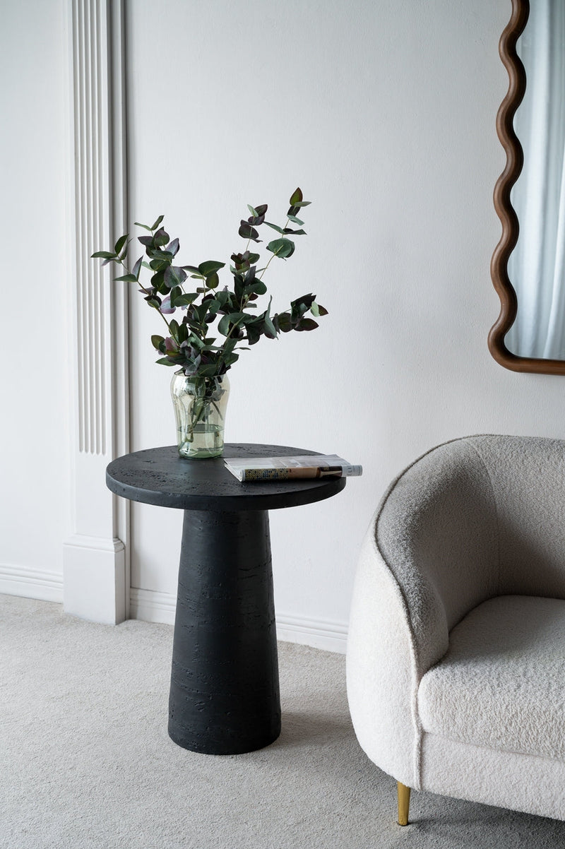 Black Round Side Table with Pedestal Base by BLAKHOM
